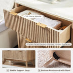 T4TREAM Fluted 3 Drawers Nightstand Set of 2, Oversized Extra Large Modern Side - Image 6