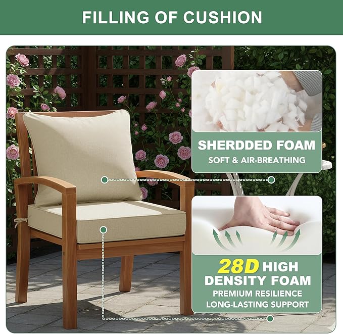Summsun Patio Chair Cushions 24 x 24 Inch, Faux Linen Outdoor Furniture Cushions - Image 6