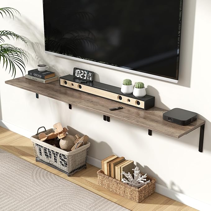 Fun Memories Floating Shelves for Wall, 12 Inch Deep Floating Shelves Set of 2 - Image 2