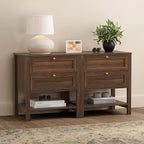 EYYTHUNG Brown Nightstand with 2 Drawers, Farmhouse Floor Night Stand with Open - Image 3