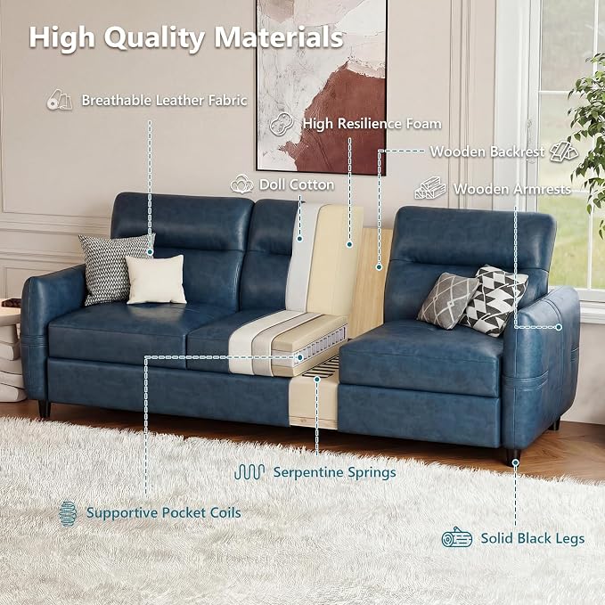 STHOUYN 85” Faux Leather Couch - Image 4