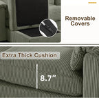 HAOMARKETS Corduroy Sofa Set, Upholstered Ottoman, and 3-Seater Couch - Image 6