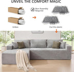 108" Boneless Couch Modular Sectional Sofa, L-Shaped Couch - Image 6