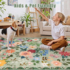 Area Rug Living Room Rugs: Floral 5x7 Washable Rug Vintage Soft Boho Non-Slip - Image 7
