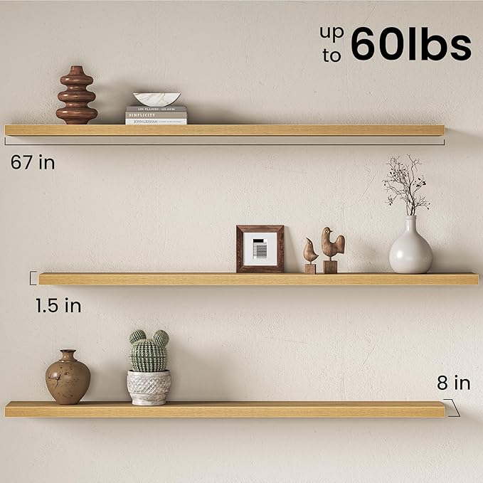 Fun Memories 67Inch Long Floating Shelves, 8 Inch Deep Shelves - Image 3