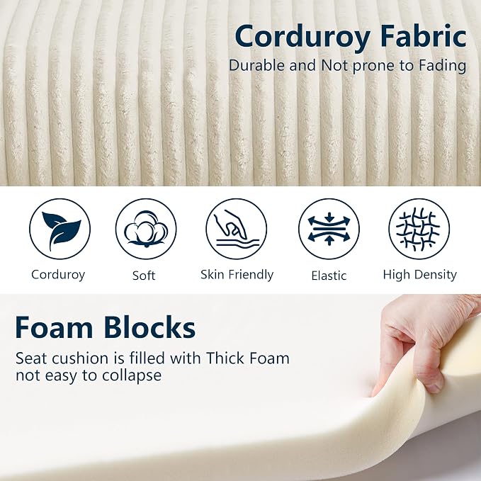 35.3" Corduroy Ottoman with Storage Oversized Ottoman - Image 4
