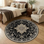 RELEANY Area Rugs Round 4ft Washable Non-Slip, Floral Vintage Distress Print - Image 3