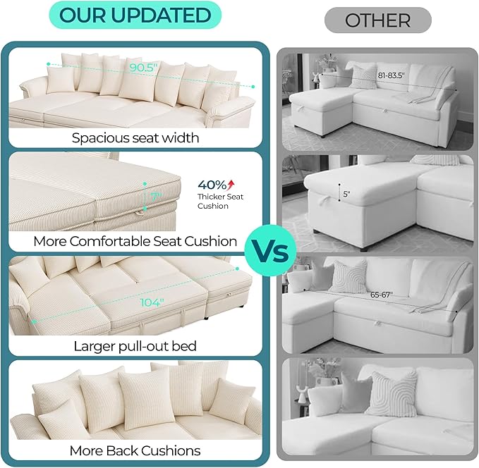 LINSY HOME Oversized Sectional Sleeper Sofa - Image 6