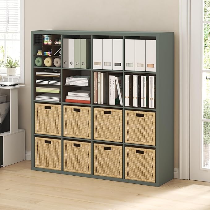 Furinno Cubicle Book Shelf, 16-Cube Bookshelf, Extra Thick Frame Reversible - Image 2