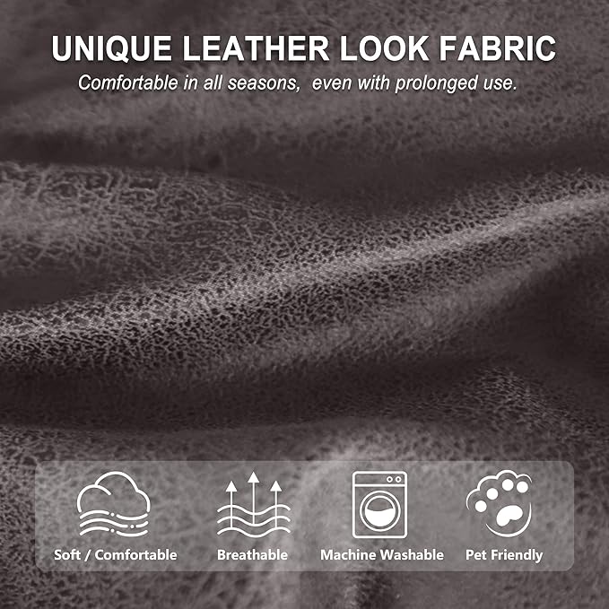 ANARACHON Leather Look Recliner Chair Covers, 4-Pieces Stretch Recliner Cover - Image 4