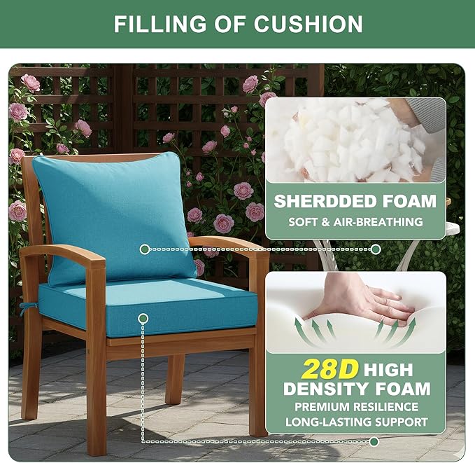 Summsun Faux Linen Outdoor Chair Cushions, Water Resistant Backrest and Seat - Image 6