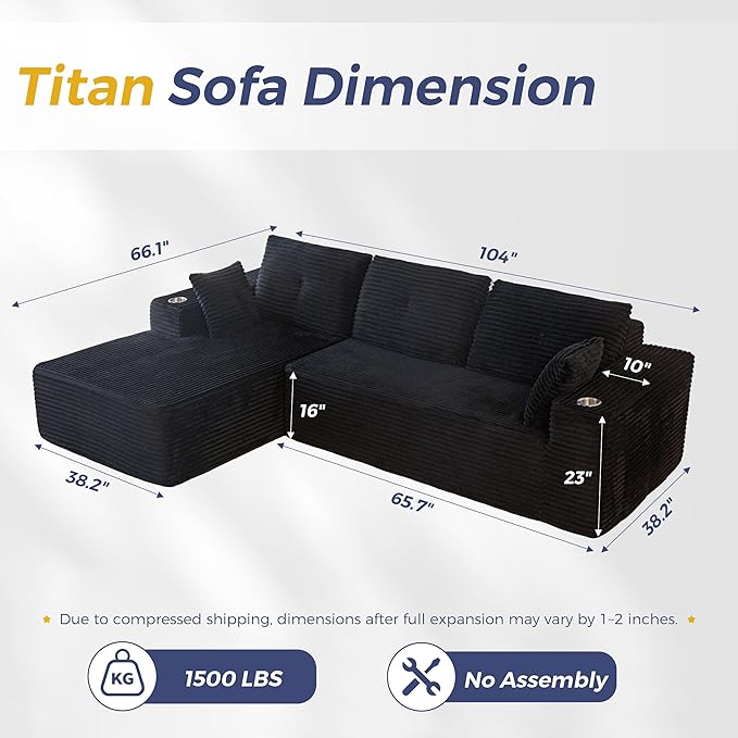 MAXYOYO 104" Modular Sectional Couch - Image 2