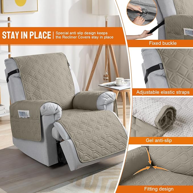 VANSOFY 100% Waterproof Recliner Chair Covers, Recliner Cover Non-Slip Dog - Image 3