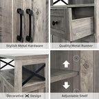 Farmhouse Storage Cabinet with Barn Doors and Open Shelf, Kitchen Pantry with - Image 7