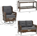 Outsunny 4 Piece PE Rattan Outdoor Patio Furniture Set, Wicker Conversation Set - Image 7
