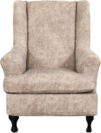 KRFOONN Wing Chair Slipcovers 2 Piece Stretch Leather Look Wingback Chair by KRFOONN
