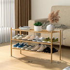 ROMGUAR CRAFT 3-Tier Bamboo Long Shoe Rack, Free Standing Wood Shoe Shelf - Image 3