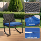 Qsun 3 Piece Patio Bistro Set Patio Furniture Set Outdoor Wicker Rocking - Image 7