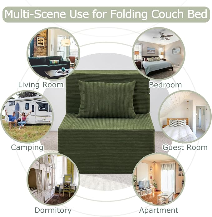Folding Sofa Bed, 4 in 1 Convertible Sleeper Chair - Image 9