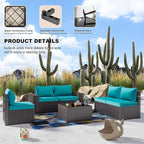 Kullavik Outdoor Patio Furniture Set, 12 Pieces Sectional Rattan Sofa Set Brown - Image 3