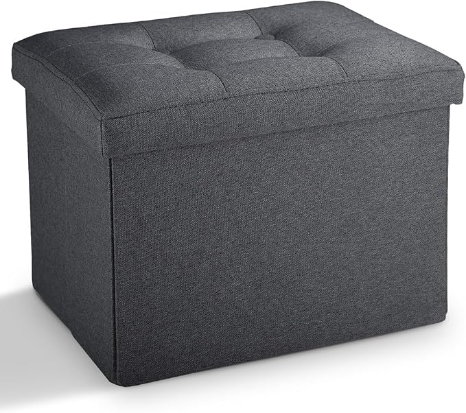 LINMAGCO Small Storage Ottoman Stool Foot Rest Stool Under Desk Stool Short by LINMAGCO