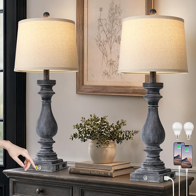 Cinkeda 29" Tall Farmhouse Table Lamp by Cinkeda