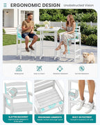 SERWALL 5 Pieces Adirondack Bar Chairs Set, HDPE Adirondack Barstools Chairs - Image 5