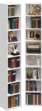 IRONCK Tall Narrow Bookshelf 8 Tiers 71in Set of 2, Compact Corner Bookcase - Image 4