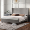 HOWE King Size Bed Frame with 50.8" Tall Wingback Headboard, Modern Corduroy by HOWE