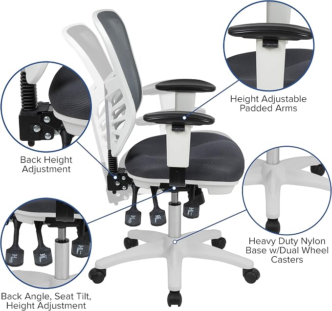 Flash Furniture Nicholas Mid-Back Swivel Office and Gaming Chair, Ergonomic - Image 4
