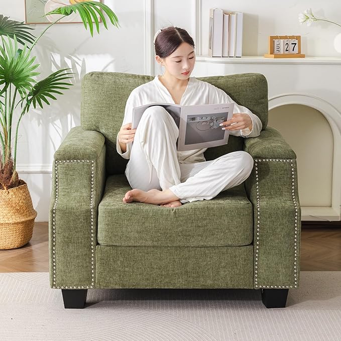 Oversized Accent Chair with Seat Storage, Comfy Living Room Chairs with Armrest by Fryruwa