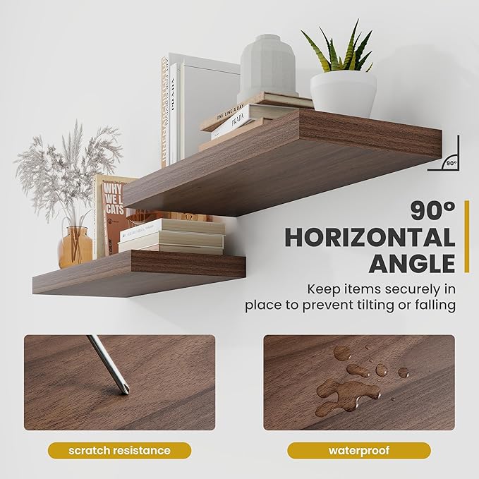Acovy 72 Inch Floating Shelves, 9.3" Deep Floating Shelf Wall Mounted, Rustic - Image 7