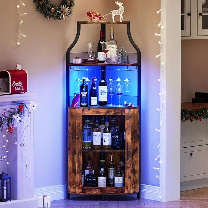 GarveeHome Corner Bar Wine Cabinet - Image 3