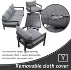 4-Piece Outdoor Steel Sofa Set, All Weather Patio Conversation Set - Image 5