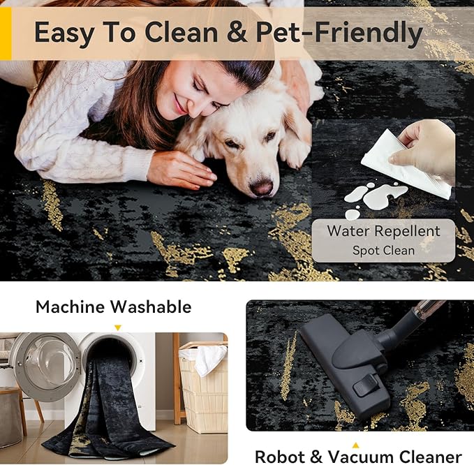 RELEANY Washable Area Rugs 4'x6' Non-Slip Modern Abstract Soft - Image 5