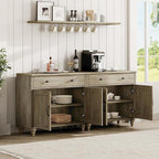 WAMAPT Buffet Cabinet with 4 Doors and 2 Drawers, Large Coffee Bar Table Wood - Image 6
