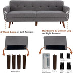 Kingfun 77.2" W Loveseat Sofa, Mid Century Modern Decor Love Seat Couches - Image 8