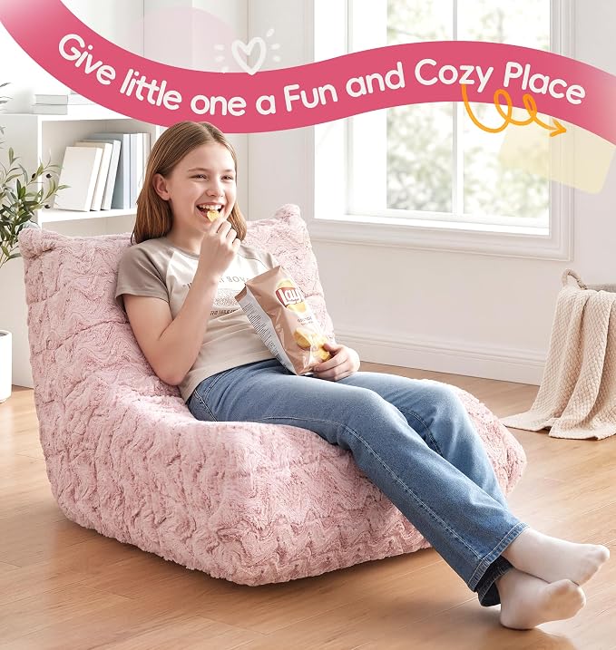 Hobestluk Bean Bag Chair with Memory Foam Ultra Soft Faux Fur Fabric Ergonomic - Image 9
