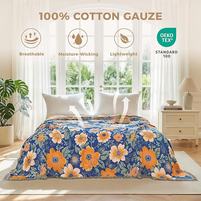 LUTBM Boho Throw Blanket for Couch Sofa Chair Cotton Summer Blankets for - Image 2