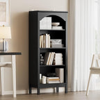 Arched Bookshelf with 4 Tier Open Shelves, Study and Living Room, Modern Black by JMHDYG