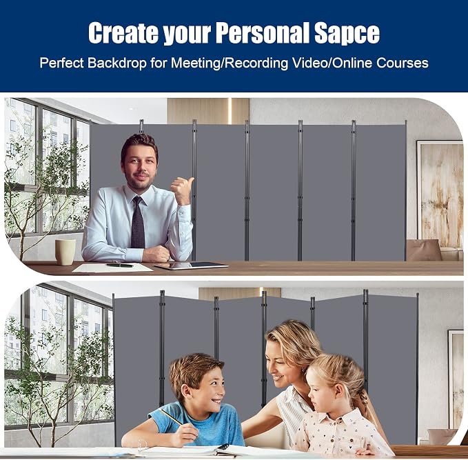 Room Divider 6FT Portable Room Dividers and Folding Privacy Screens, 6 Panel - Image 7