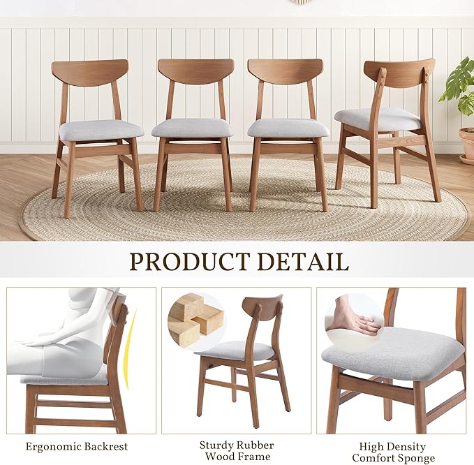 P PURLOVE Modern 3 Piece Table Set, Triangular Table and 2 Curved Wood Chairs - Image 6
