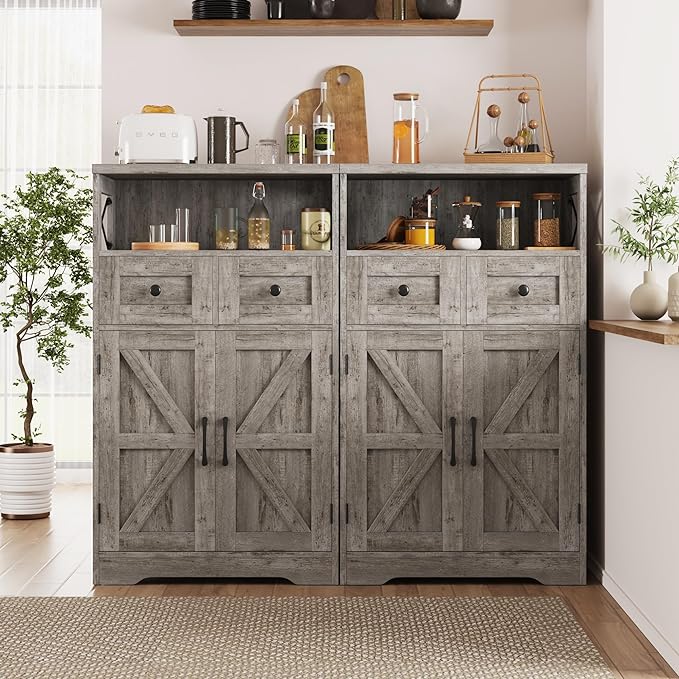 Befrases Set of 2 Farmhouse Storage Cabinet - Image 2