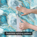 HOMETITUTE Teal Agate Marble Wallpaper Peel and Stick Blue Stone Pattern - Image 9
