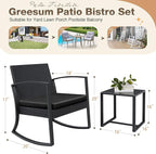 Greesum 3 Pieces Outdoor Furniture Set Patio Bistro Rocking Chairs - Image 4