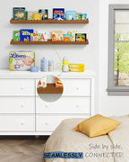 Harwaya Walnut Nursery Book Shelves Wall Set of 4, Dark Wood Scalloped Floating - Image 5