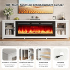 MXV 80" Fireplace TV Stand, Modern Entertainment Center - Image 3