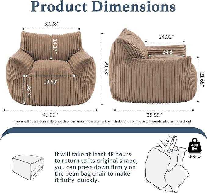 Giant Plush Bean Bag Chair for Adults - Image 2