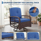 3-Piece Outdoor Patio Furniture Set, 2 Swivel Rocking Chairs and Tempered Glass - Image 4