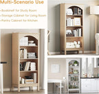 Arched Bookshelf with 4 Tier Open Shelves, Study and Living Room, Modern White - Image 6
